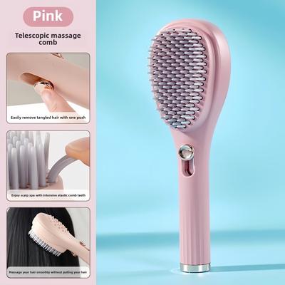 Retractable Self-Cleaning Hair Brush with Massage Function for Fashionable Women