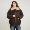 Chuyu Damen 2025 Winter Cord Daunenjacke mit Lammfellkragen