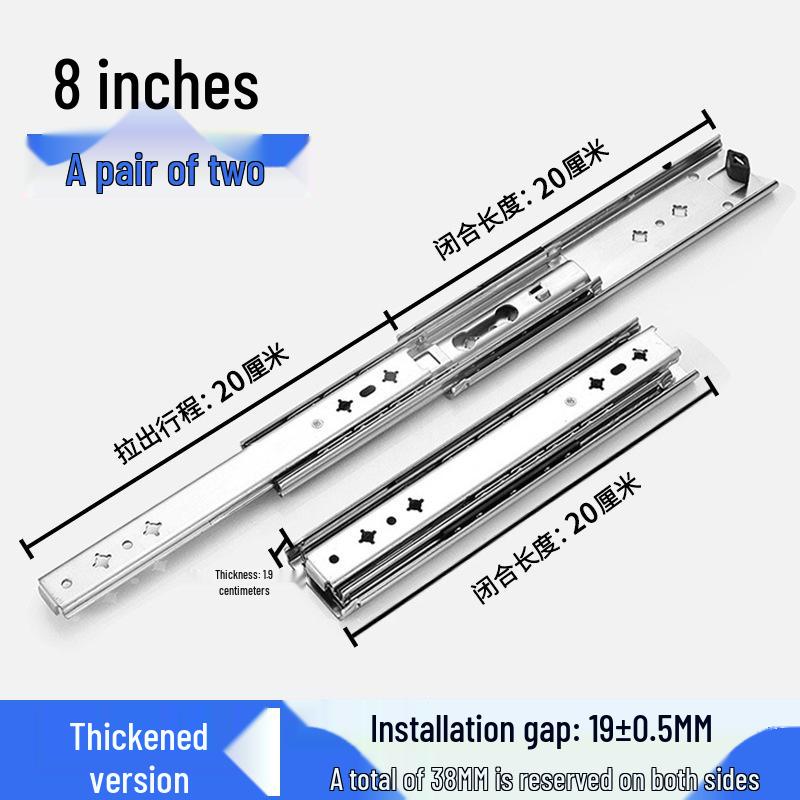 53" Heavy-Duty Industrial Drawer Slide with Lock, High Load, 100kg Capacity, Three-Section, Self-Locking Design