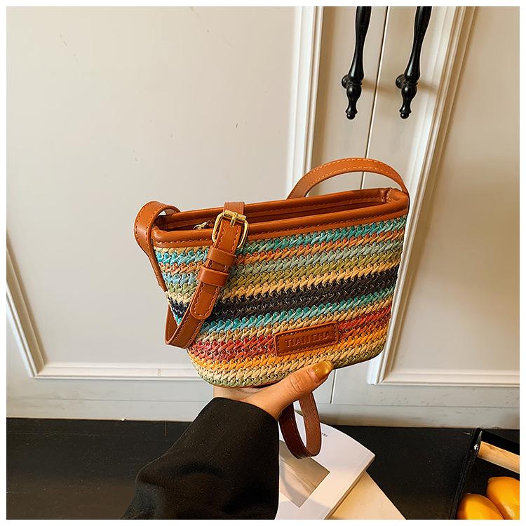 

Богемная плетеная соломенная сумка ручной работы женская летняя 2025 новая сумка-мессенджер отпускная пляжная сумка разноцветный