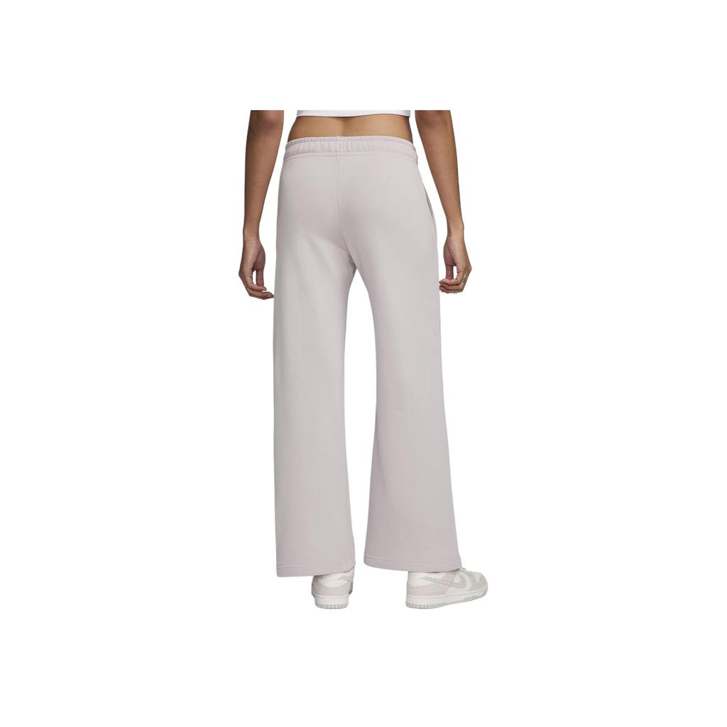 Nike Sportswear Club Logo Embroidery Solid Color Elastic Waist Mid Rise Wide Leg Knit Sports Pants Women Pants Platinum-Purple FB2728-019