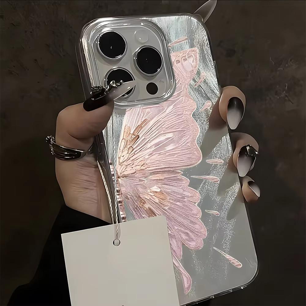 Pink Butterfly Wing Pattern Silicone Phone Case For iPhone 11 12 13 14 15 16 17 Pro Max 17 Air X XR XS Shockproof Bumper Cover