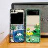 Simple Cute Scenery Cat Case for Samsung Galaxy Z Flip 5 ZFlip 6 Cartoon Transaprent Cover for Samsung ZFlip 4 Z Flip 3 Fundas
