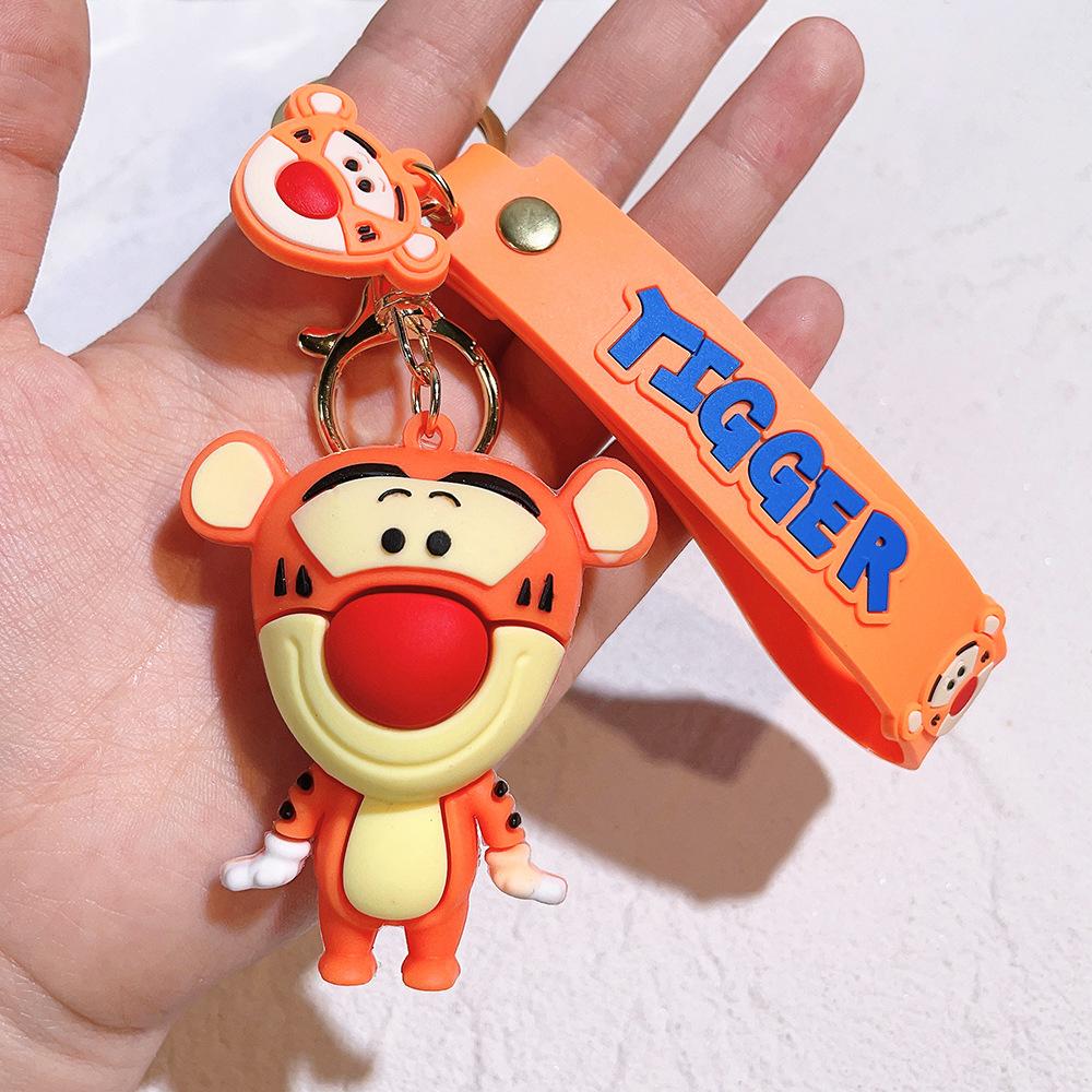 Creativity Cartoon Anime Keychain Stitch Donald Duck Minnie Mickey Pooh Bear Car Pendant Children Backpack Decoration Gift