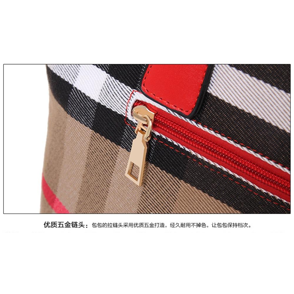 Karierte Leinwand Schwiegermuttertasche Sechs-teiliges Set Hand-Schultertasche Damen-Tasche