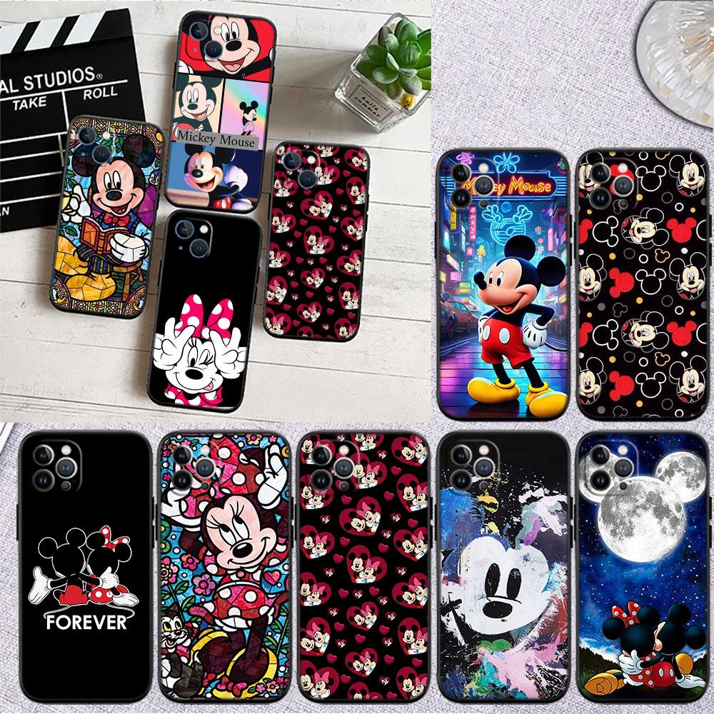 CJ77 Mickey Minnie Mouse Soft Shell Phone Case for iPhone 16 15 14 13 12 Pro Max Plus Mini