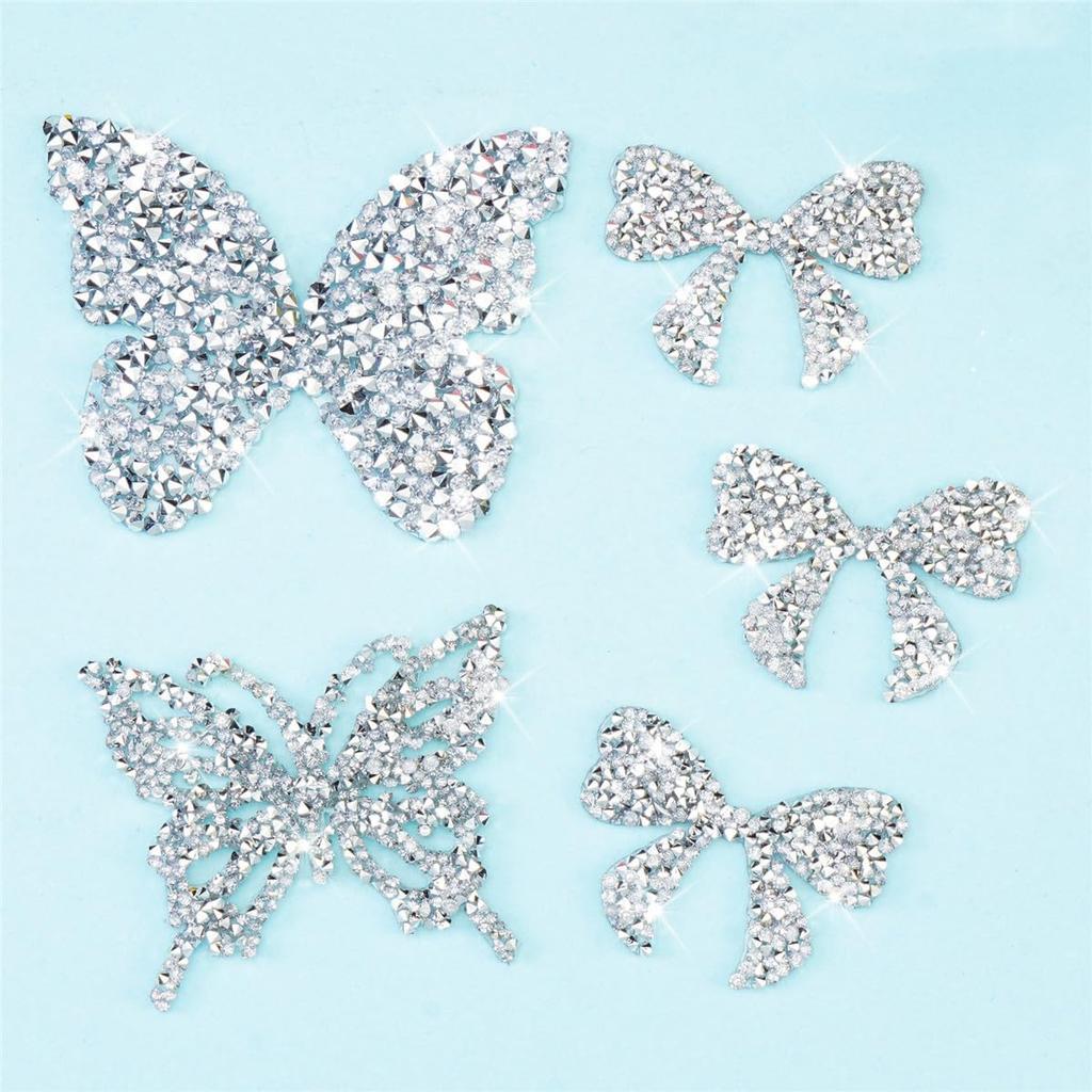 10 Pcs Rhinestone Bow Knot Patches, Sew on/Iron on Bow Knot Appliques Sparkly Clothing Repair Patch Hot Fix Applique Wedding Appliques for Dress