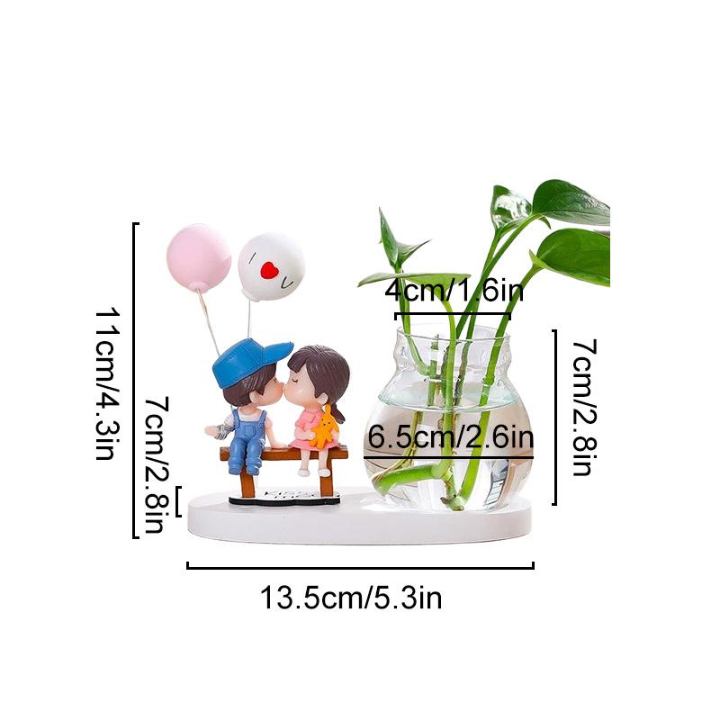 1Pc Resin Home Decor Girl and Boy Unique Hydroponics Creative Flowers Pot Couple Vase