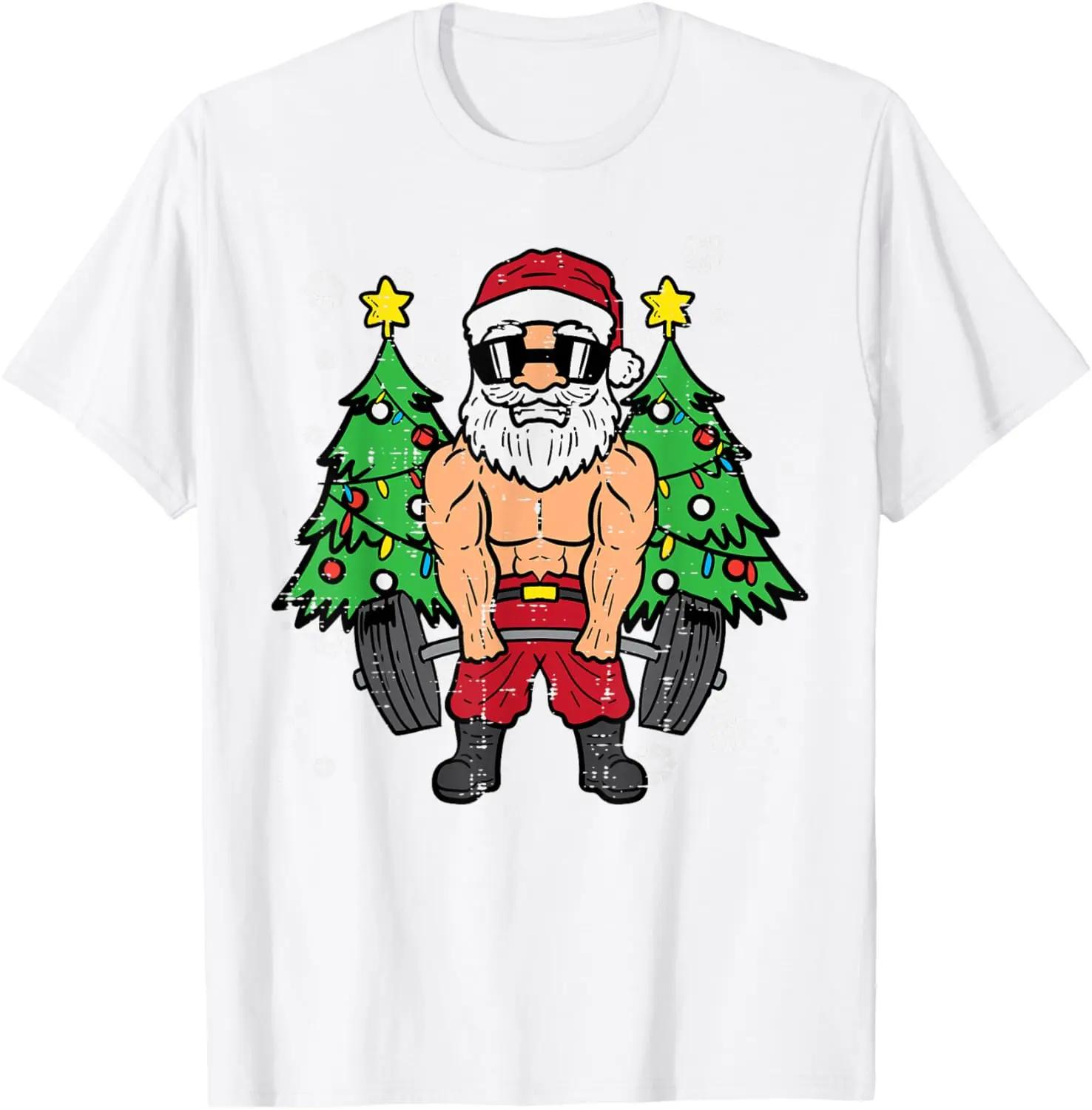 

Christmas Santa Deadlift Xmas Weightlift Gym Print Women TShirt Fashion Short Sleeve Design Printed Tshirt Tops Fit Clothing S