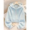 Women's Zipper Hooded Cardigan - Casual Fashion Long Sleeve Cardigan with Ribbed Detail Design, Trendy Pullover