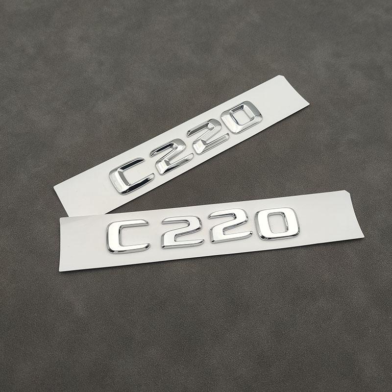 3d ABS Chrome Black Logo C220 Emblem Letters Car Trunk Badge For W204 W205 C 220 C220 Sticker Accessories