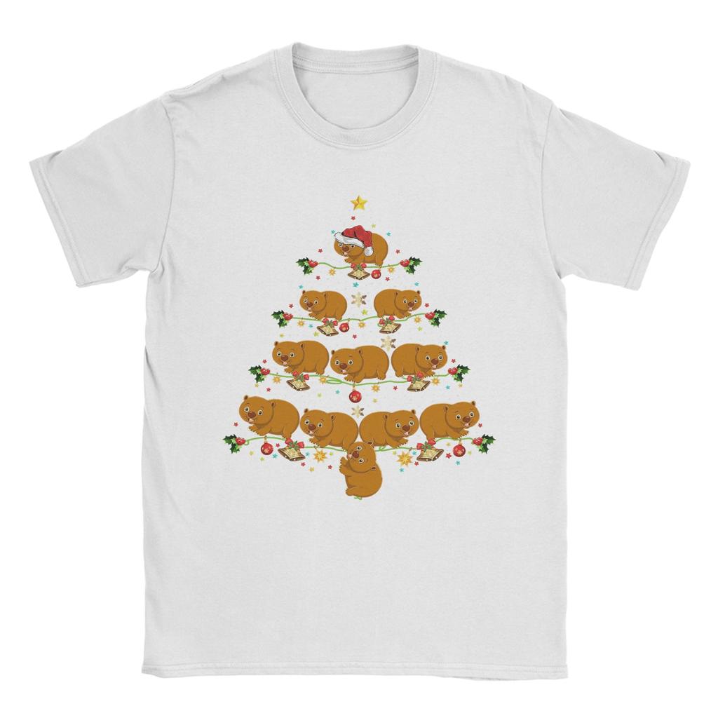 Wombat Xmas Tree Santa Hat Wombat T Shirt  Harajuku T Shirts Short-Sleeved Vintage Tops Beach Cotton O-Neck Oversize Tees