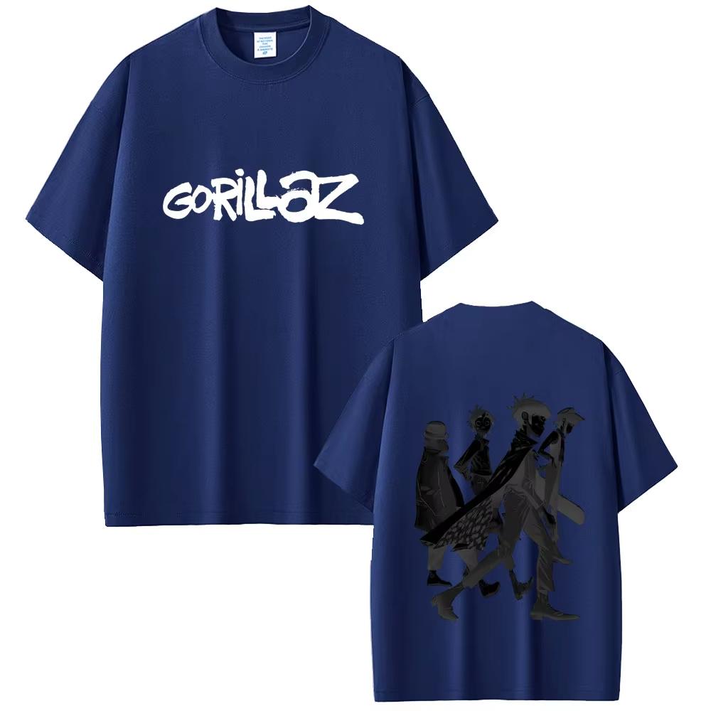 Limited Rock Band Gorillaz Print T-shirt Men's Women Casual Oversized Crewneck T Shirts Male Fashion High Quality Cotton Tshirts
