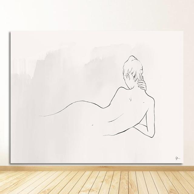 Okno Klasický tisk Nástěnné umění Obraz na plátně Květina Obraz Moderní Dekorace obývacího pokoje Módní plakát Černá Bílá žena