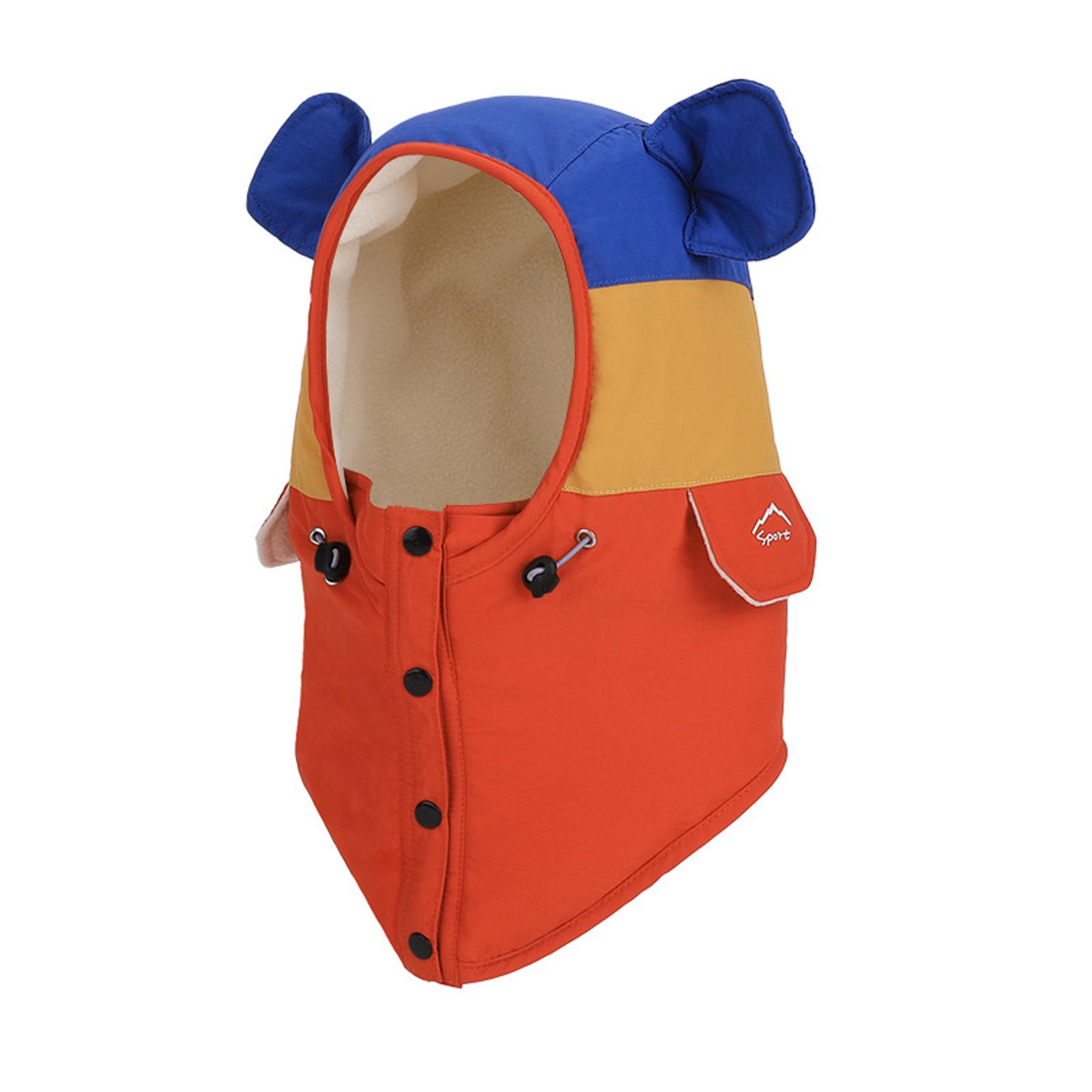 

Детская плюшевая теплая шапка-капюшон с ветрозащитной маской и шейным платком One Size шафрановый