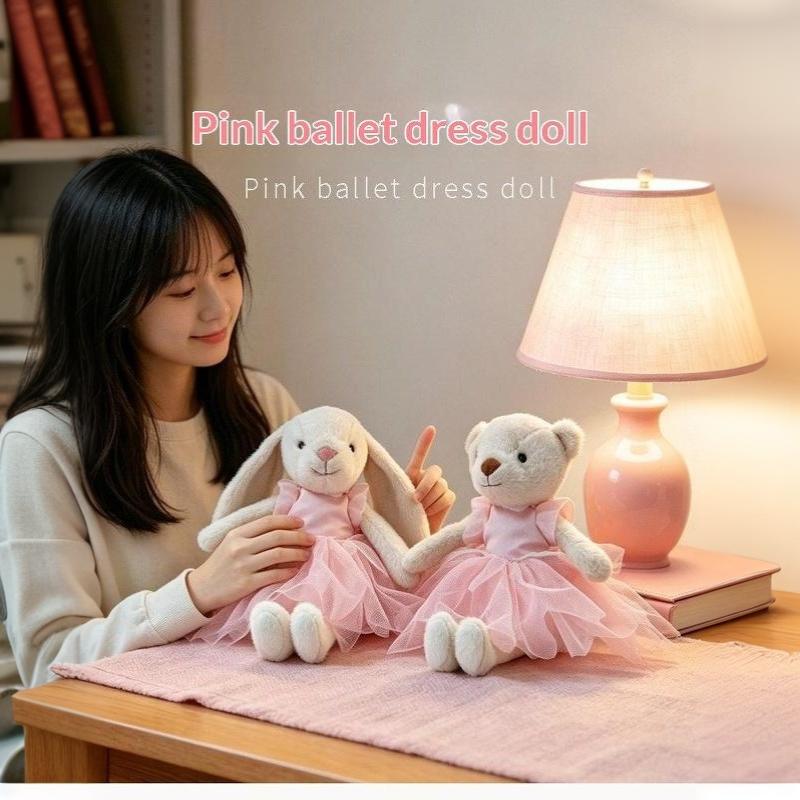 1 Adet 28cm Sevimli Bale Eteği Ayı ve Tavşan Peluş Oyuncak Sevimli Sakinleştirici Hayvan Bebekleri Tavşan Oyuncakları Doğum Günü Noel Hediyesi