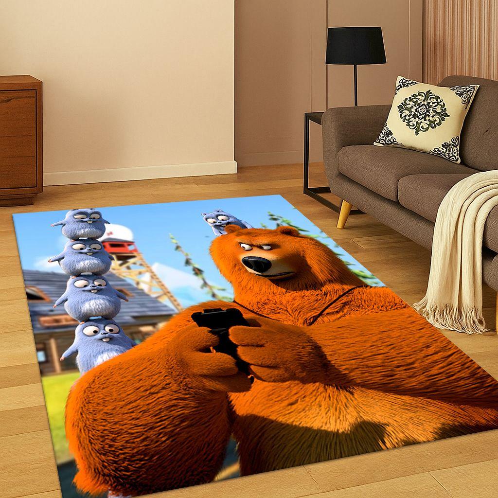 3D Grizzy and The Lemmings Cartoon Carpet Rug for Bedroom Living Room Sofa Home Decor,kids Game Area Rug Non-slip Floor Mat Gift