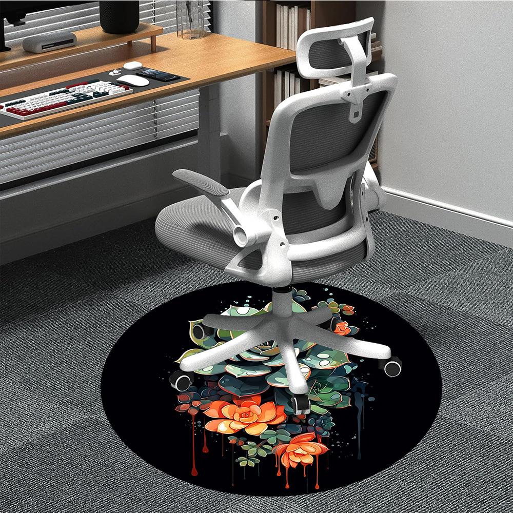 

1 шт. Круглый коврик для офиса с рисунком суккулентов, комнатный коврик, подходит для офиса, под офисные кресла, спальни, гостиной, домашнего декора, Декор комнаты026 80cm by 80cm