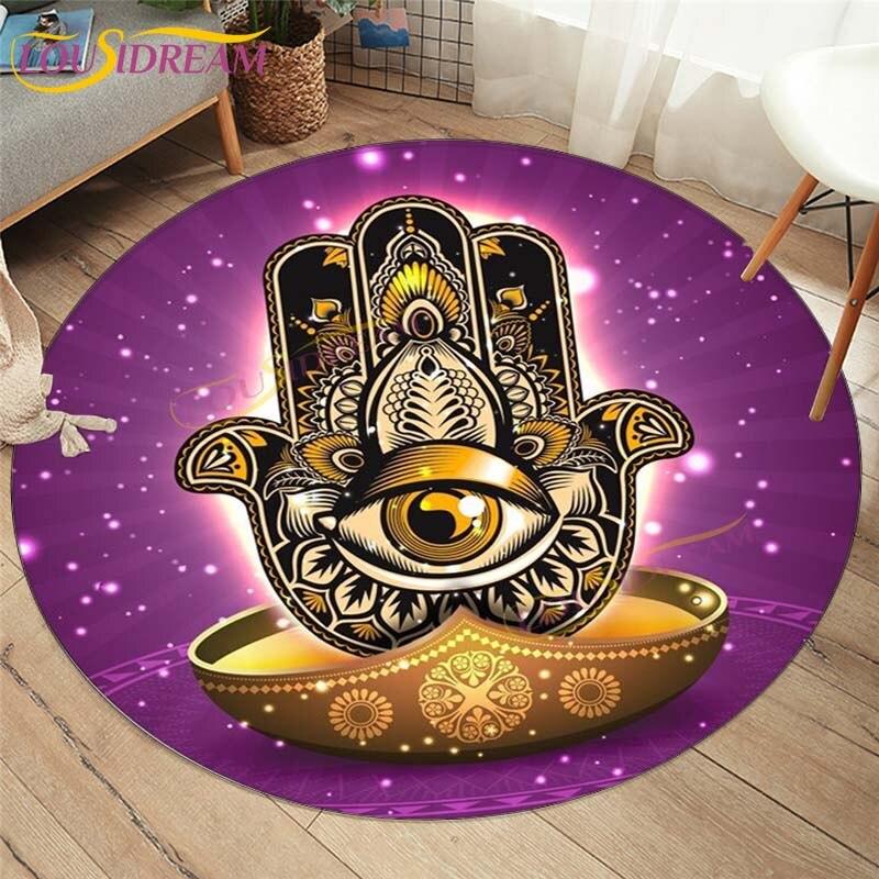 Evil Eye Covor Covor Decoratiuni Interioare Hamsa Palm Mandala Covor Covor Sufragerie Covor Boho Chic Rotund Scaun Covor Rotund