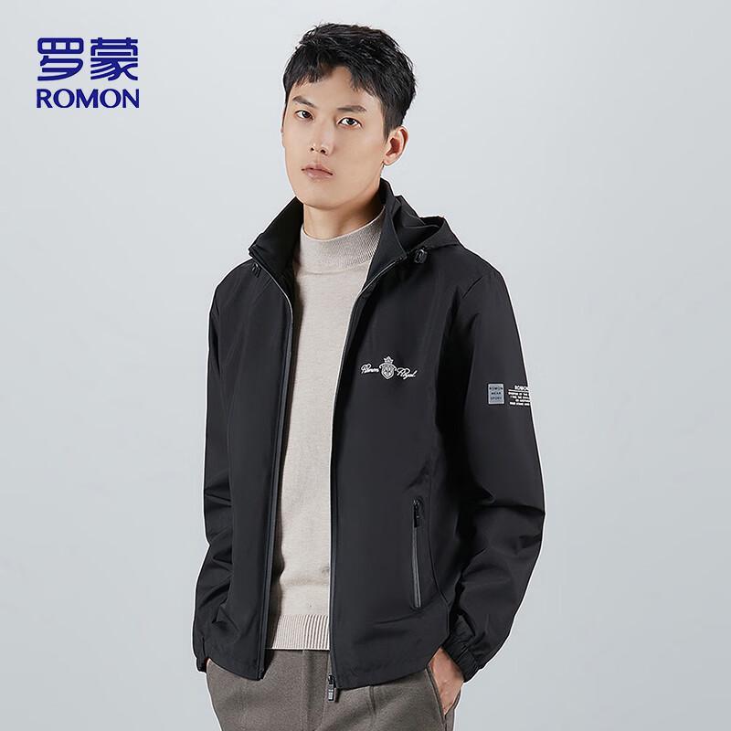 ROMON Men's Hooded Business Casual Jacket