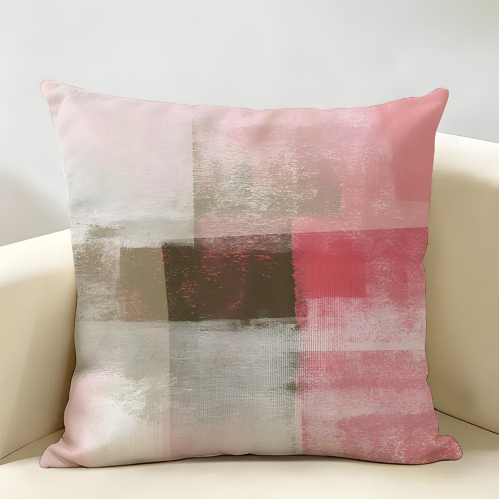 Red Abstract Art Pattern Cushion Cover Natural Linen Organic Fabric Double-Sided Printing Breathable Perfect For Home Decor