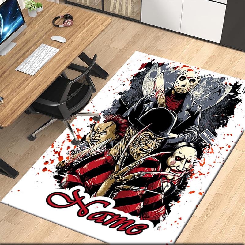 Benutzerdefinierter Name Halloween Horror Bedruckter Teppich, für Bürostuhl Wohnzimmer Schlafzimmer Küchenraum Dekor Geschenke.
