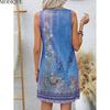 MODIQUE 2025 Summer New Women's Sexy Hot Tank Top Gradient Floral Print Sleeveless Short Dress Ladies Casual A-Line Notched V-Neck Dress