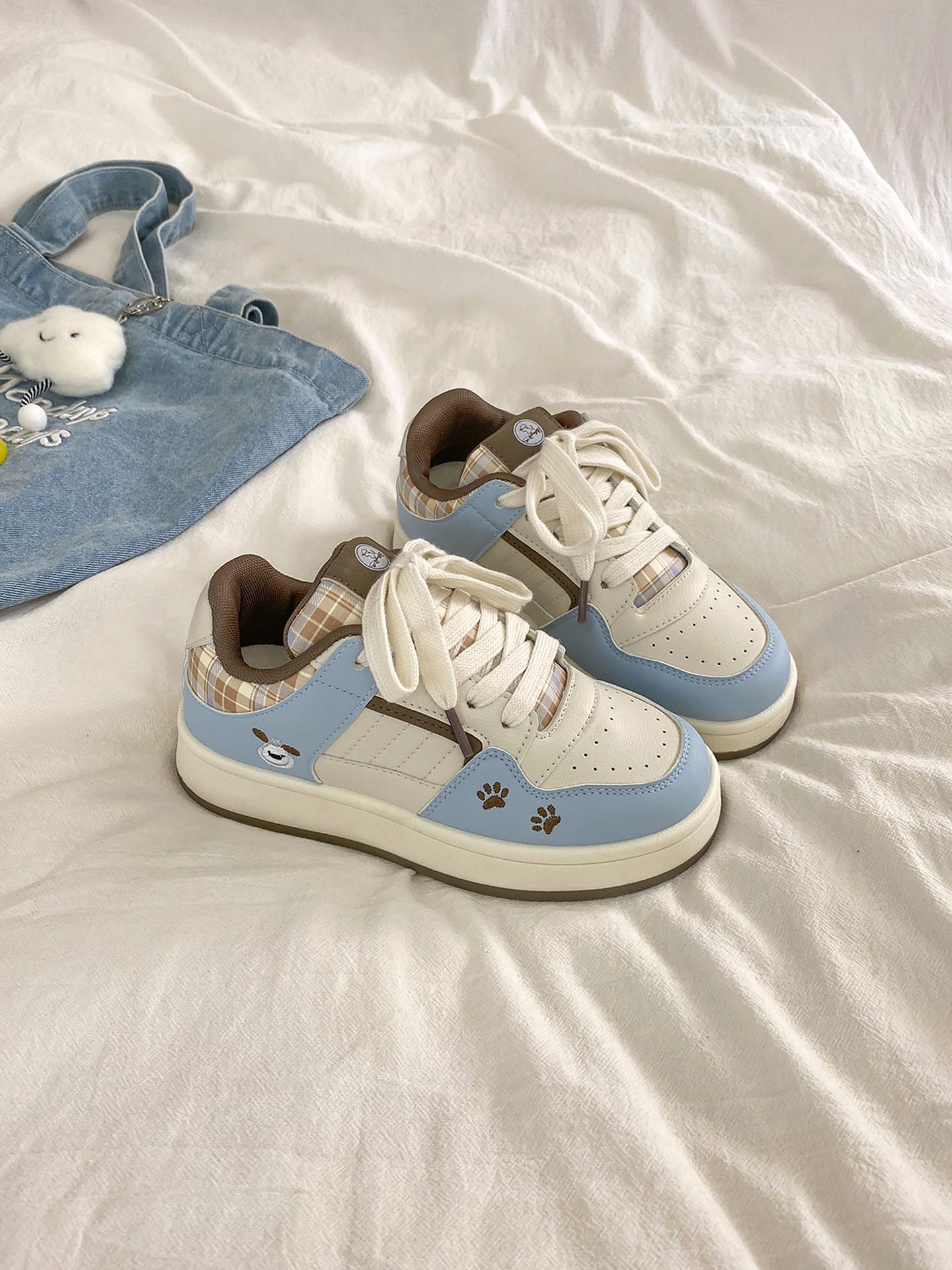 

Lugu Koko 2025 Girls White Canvas Sneakers - New Niche, Thick-Soled Design for Skirts 39