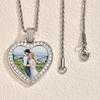 Custom Picture Necklace for Men Women,Hiphop Crystal Zircon Heart Shape Pendant Neckalce,Commemorative Jewelry Gift