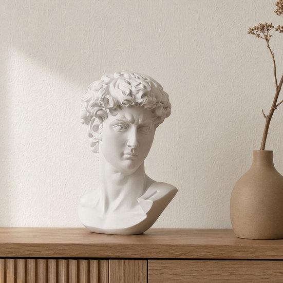 David Statue Nachbildung Griechische Büste Ornamente, Harz Skulptur für Kunststudio Dekor Und Übungswerkzeug Zeichenübung, Klassische Apollo Klavier Mädchen