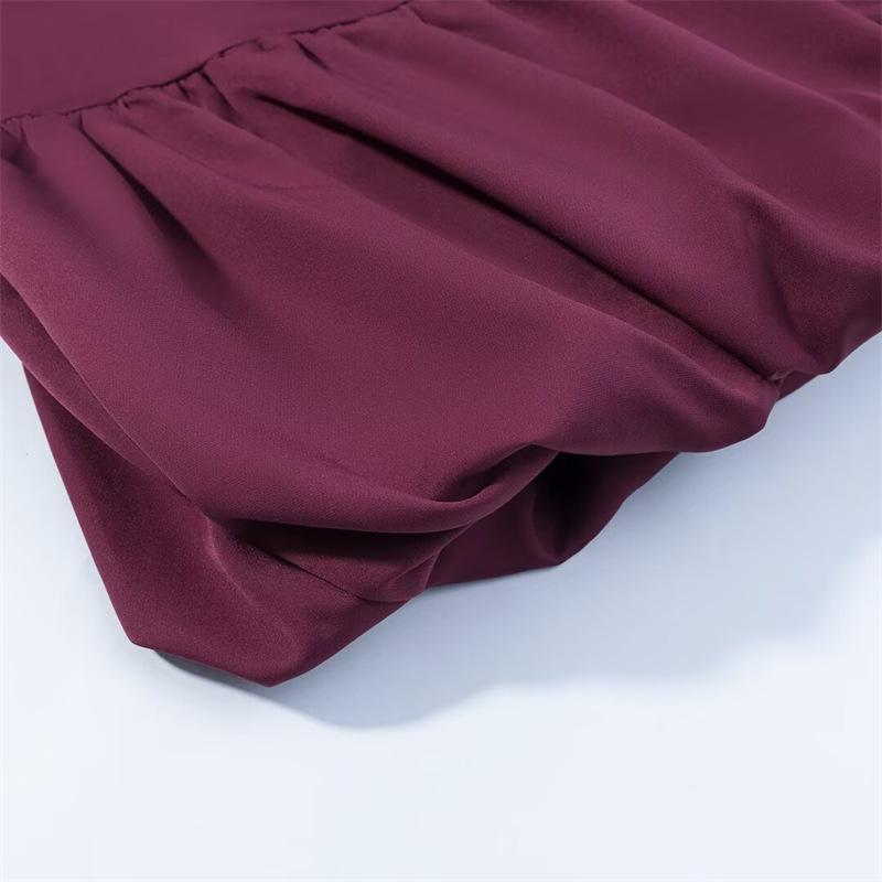 2026 New European & American Women's Short Sleeve Slim Fit Solid Color Dress