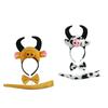 Animal Cosplay Accessory Set 3Pcs Costume Set Cow Ear Headband Bowtie Plush Tail Set Cosplay Party