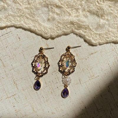 Antique Purple Earrings (could Be Changed To a Bracelet)