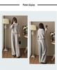 Women's V-Neck Knit Set - Autumn Fashion, Solid Color Two-Piece Trousers and Top
