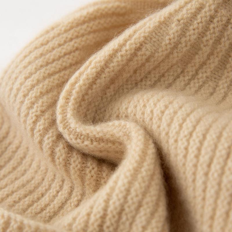 Women 100% Pure Cashmere Beanie Hat Pom Pom Detail Rib Knit Winter Warm Soft Slouchy Skullies Cap Cold Weather Accessory