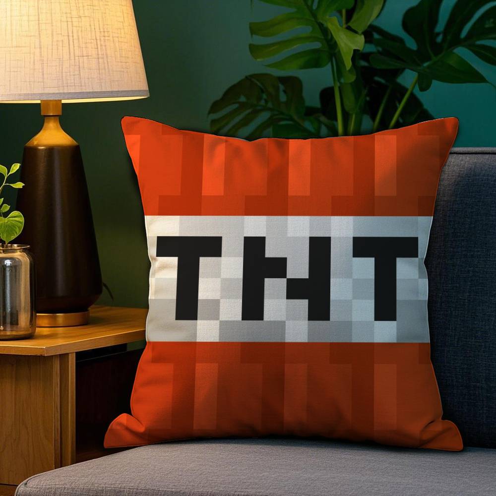 Game T-TNT Block Explosion Pillow Case Plush Fabric Soft Double Sided Print Sofa Cushion Cover Throw Pillow Covers