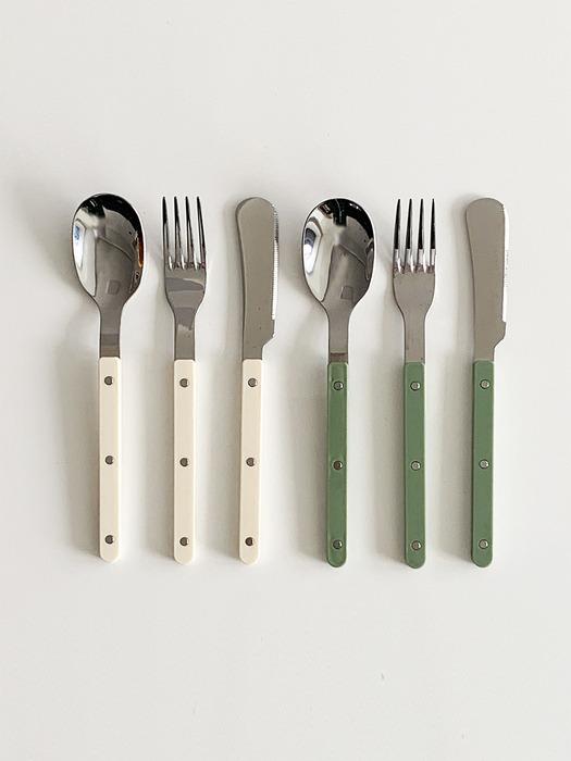 

Acacia Cafe Cutlery Dinner Fork Knife 3-Piece Set (2 Colors) Cafe Cutlery 3-Piece Set - Ivory