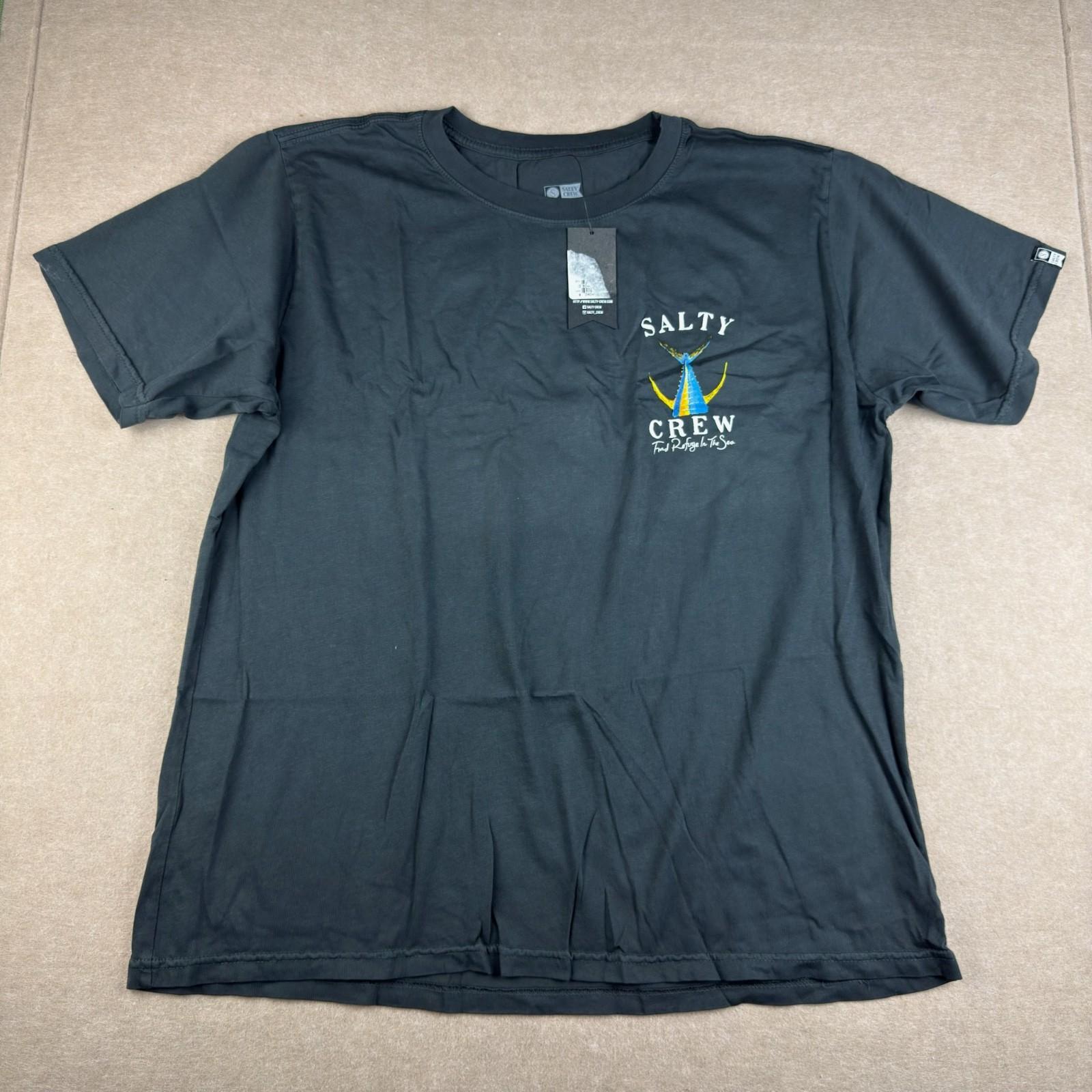 Salty Crew Graphic T- Mens L Black Fishing Tuna Logo Tee Unisex T-Shirt M
