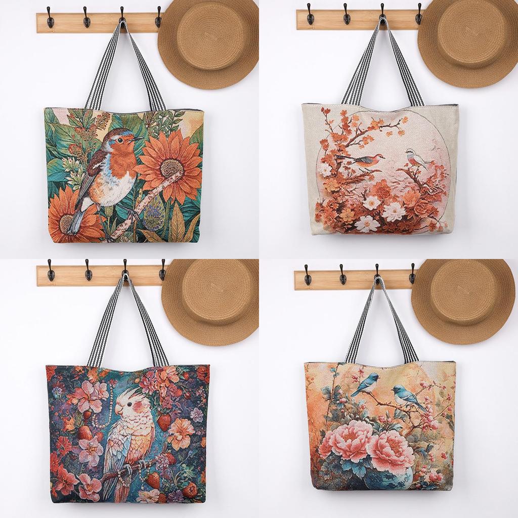 Butterfly Embroidered Canvas Tote Bag With Large Capacity For Daily Use And Mom Gifts