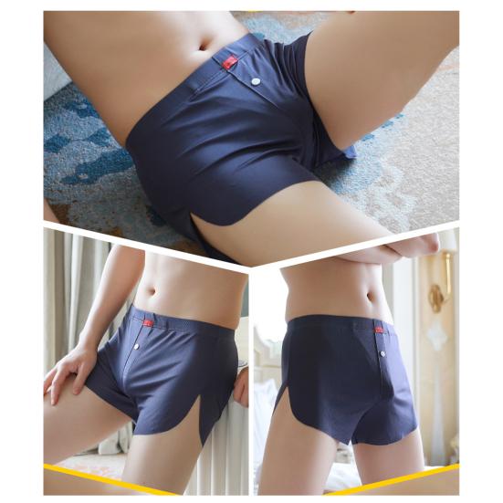 Letní boxerky se středně vysokým pasem, s elastickým pasem, z ledového hedvábí, šortky, slipy, volný střih, jednobarevné