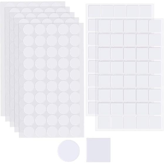 Zonon 280 Pieces Double Sided Sticky Dot Stickers Adhesive Squares Removable Circle Square Putty No Trace Clear Sticky Tack Waterproof Mounting Putty