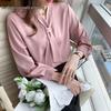 2025 Spring Korean Style White Chiffon Blouse with Bowknot - Women's Long Sleeve Professional Top