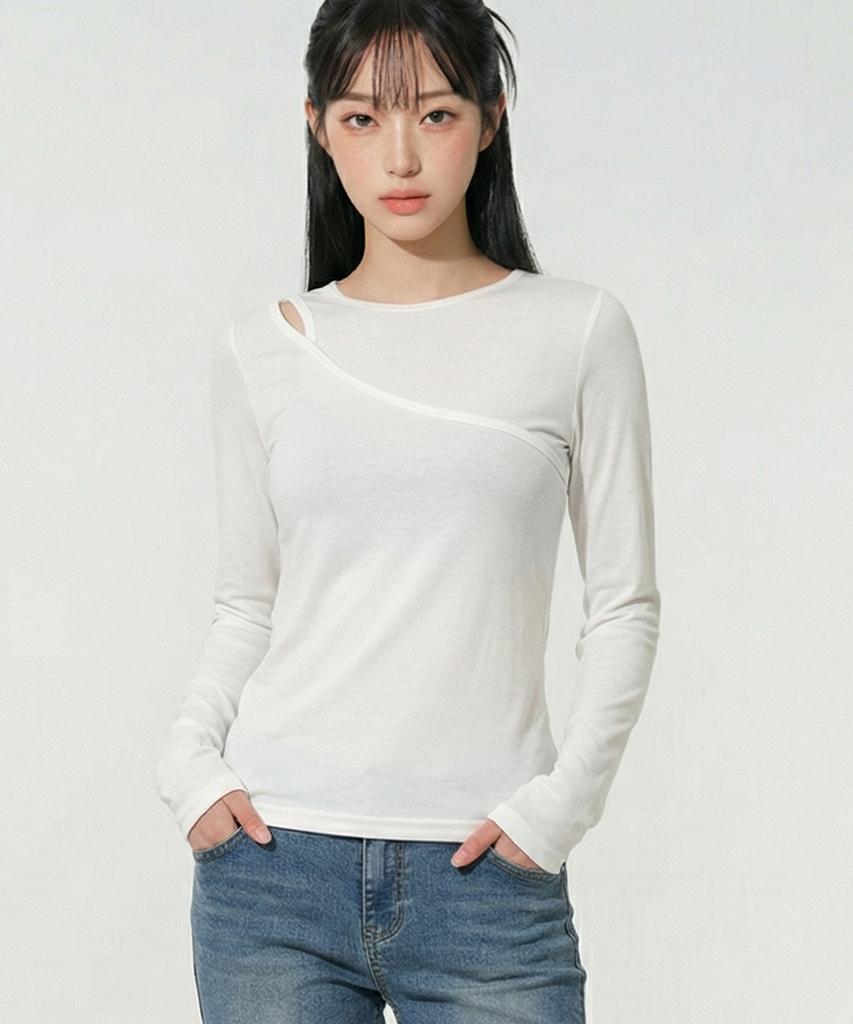 Top Girl Cutout Asymmetrical Round Top_T611Tp123