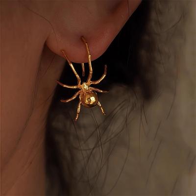 Unique Hip-hop Style Stereoscopic Luster Spiders Earrings for Women Light Luxury High-end Fashion Earring Party  Gifts