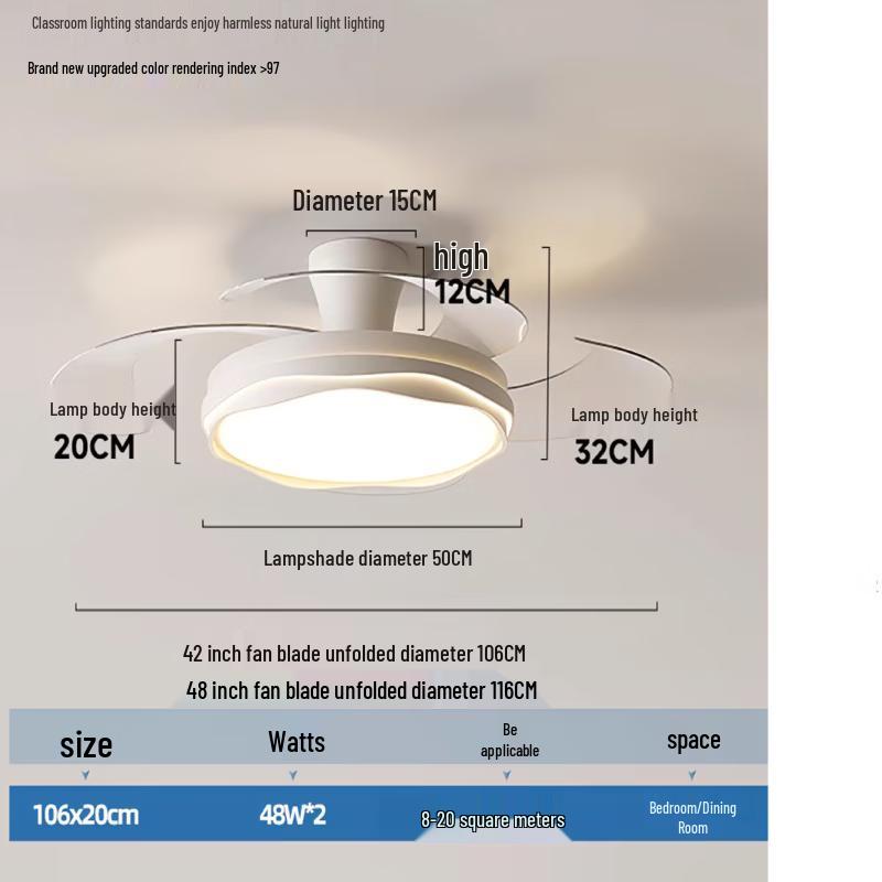 Wave 42-inch Invisible Ceiling Fan with Light