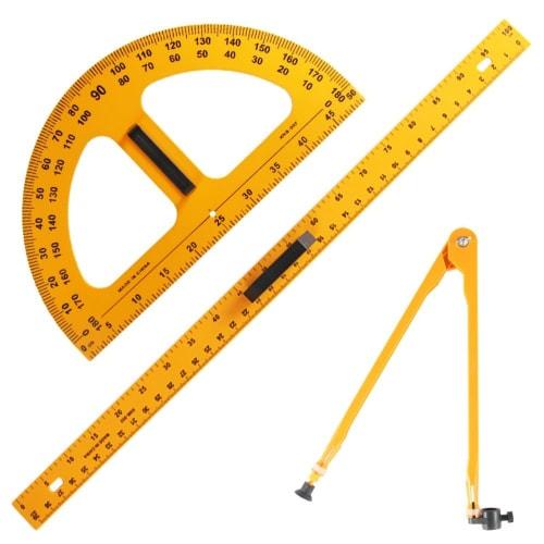 Xiraivke Educational Triangle Board, Protractor, Compass, Ruler, Large Multi-Function Drawing Tool Set for Elementary and Middle School Students, Blac