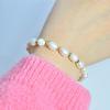 18K Gold Plated Freshwater Pearl Adjustable Pull-Through Bracelet Women Lightweight Luxury Handmade Beaded Jewelry