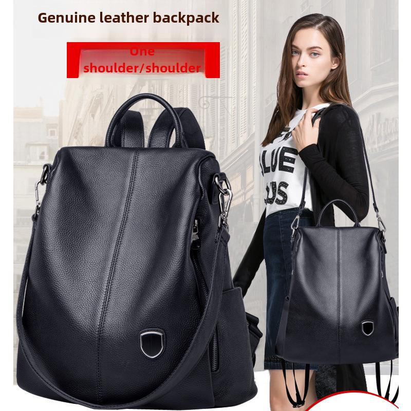 Genuine Leather Women's Boston Handbag - 2025 New Large Capacity Cowhide Dumpling Messenger Bag