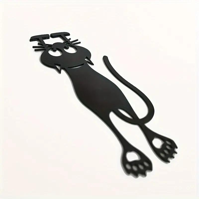 2pcs Curious Cat Bookmark Set with Paws, 3D Black Cat Paper Clips for Reading Progress, Fun Book Markers for Book Lovers.