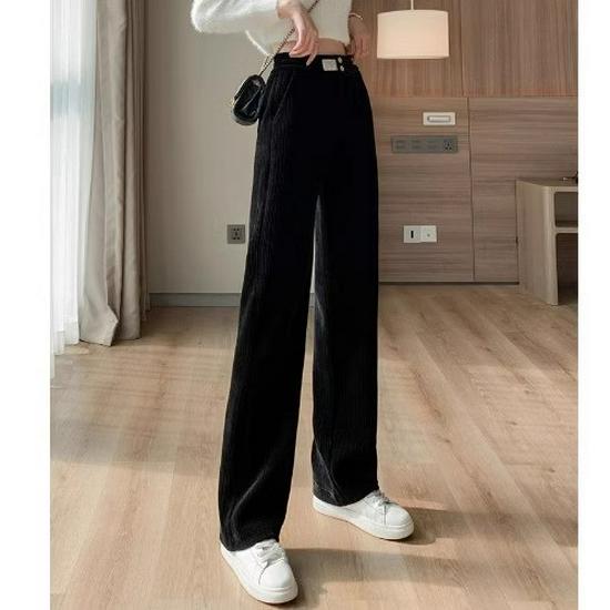 

Брюки из вельвета с высокой талией и широкими штанинами - Женские осенне-зимние флисовые брюки свободного кроя с прямыми штанинами 3XL